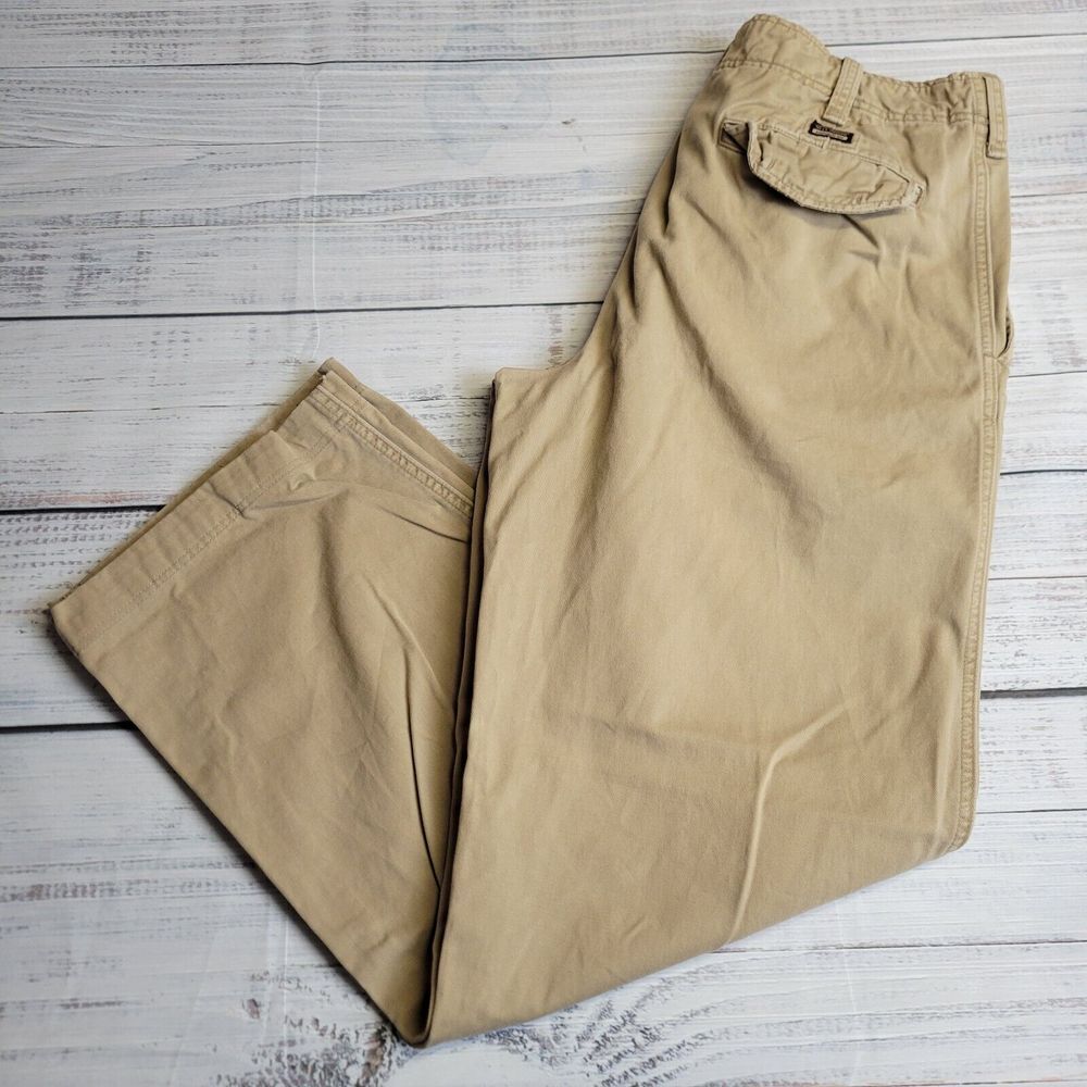 VTG Abercrombie & Fitch 33x32 Pants Y2K Baggy Loose Fit Button‎ Khaki's 33L